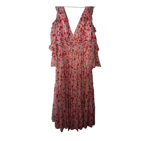 New with Tags Mac Duggal Floral Maxi Dress Size 12 Pink Poppy Print Formal - Picture 4 of 16